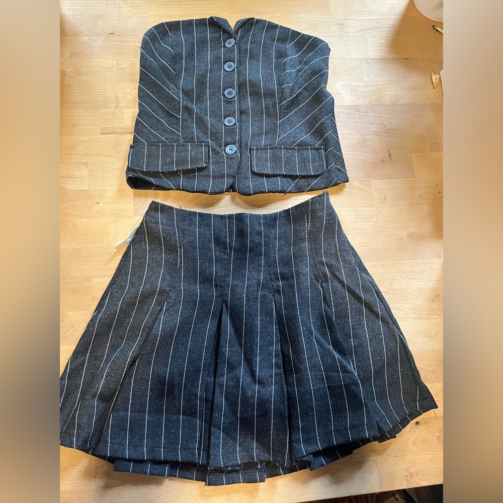 Pinstripe Skirt and Top Set